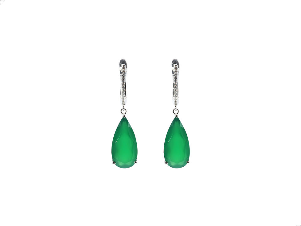 Miniatura: Aretes Esmeralda Plata 1ra Ley 925 Drop