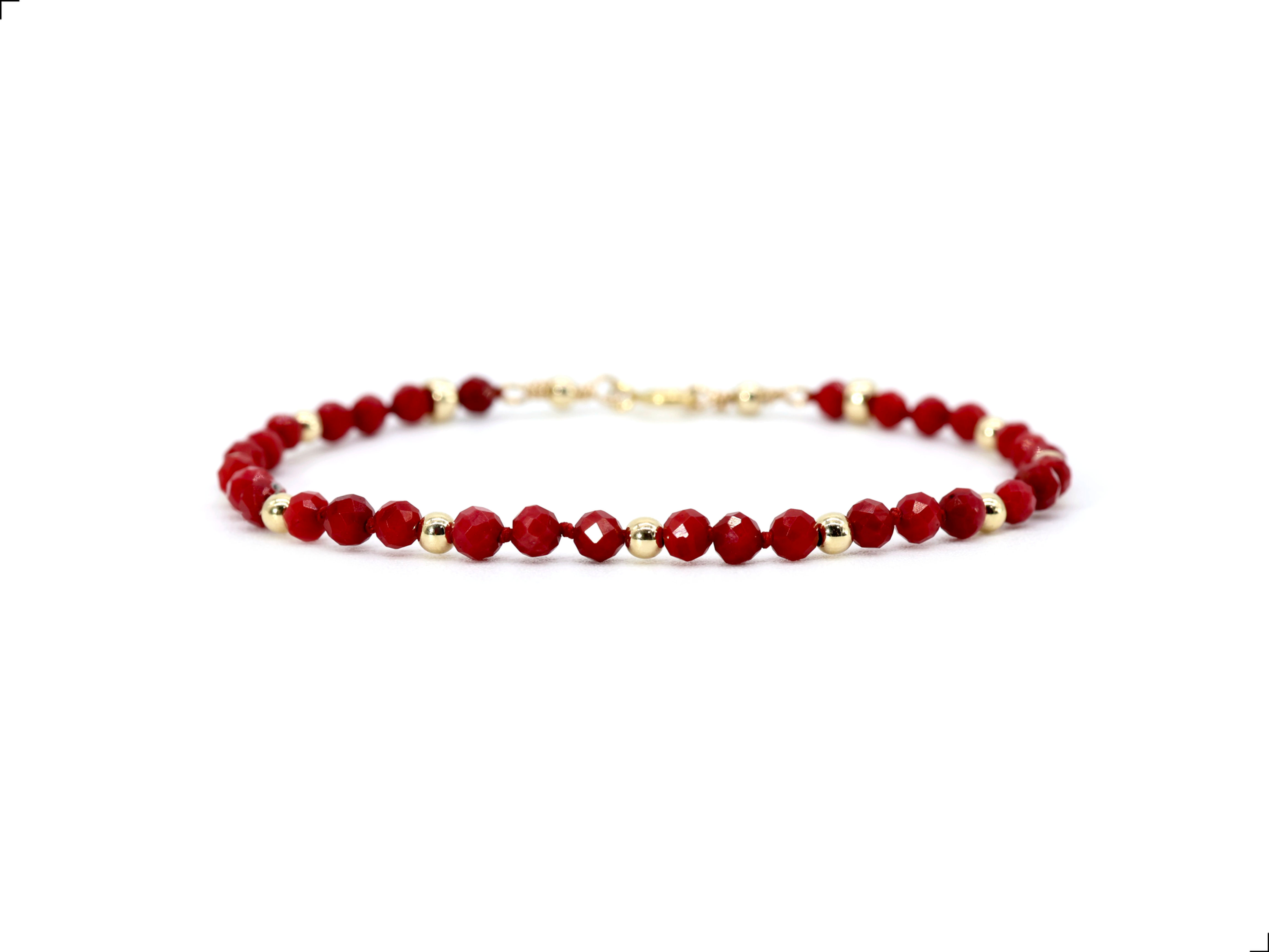 Pulsera Coral Facetado Oro Italiano 14k