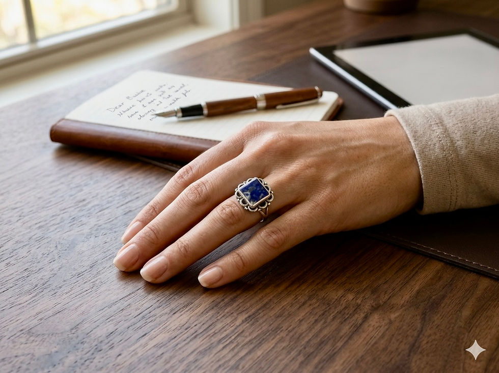 Miniatura: Anillo Círculos Lapislázuli Plata De 1ra Ley 925