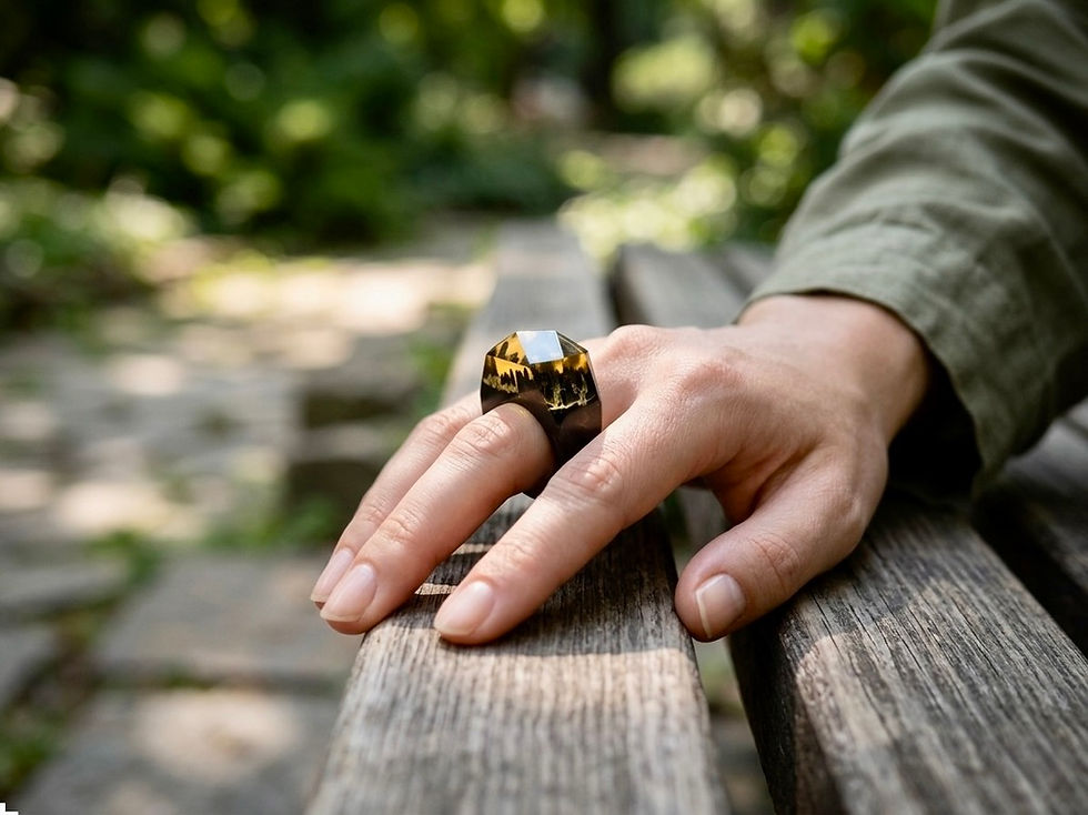 Miniatura: Anillo Madera Vetas Resina Epoxica