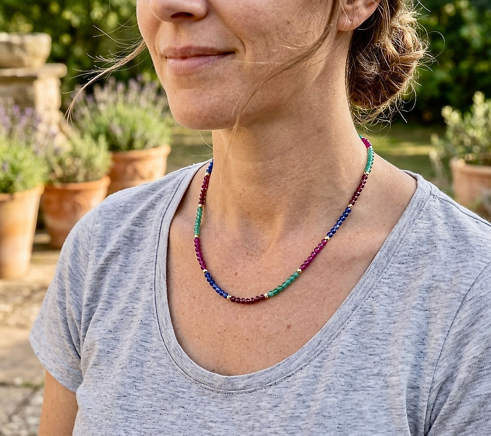 Miniatura: Collar Piedras Cultivadas Oro Italiano 14k