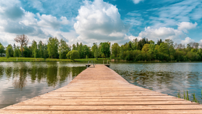 A long dock into the lake.