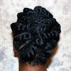 flat twists updo w pearl braids
