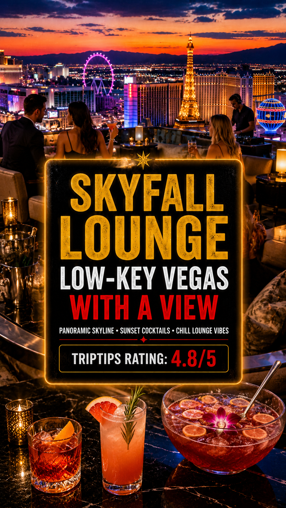 Skyfall Lounge at sunset in Vegas