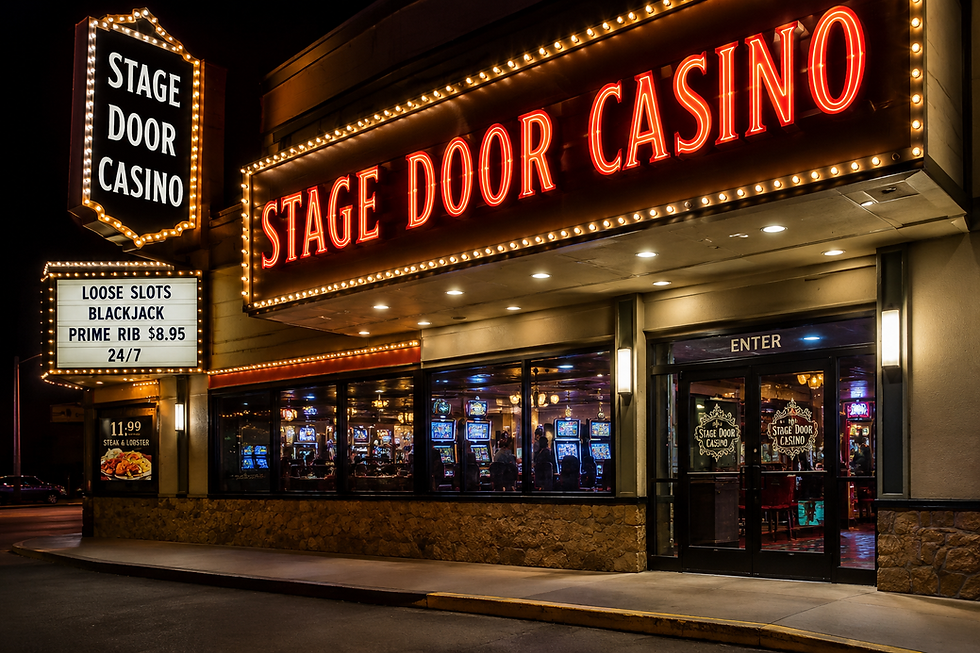 Neon lights at Stage Door Casino