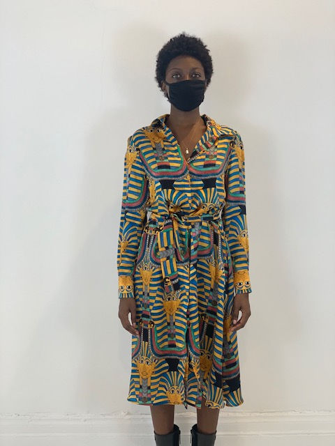 Shirt dress in silk