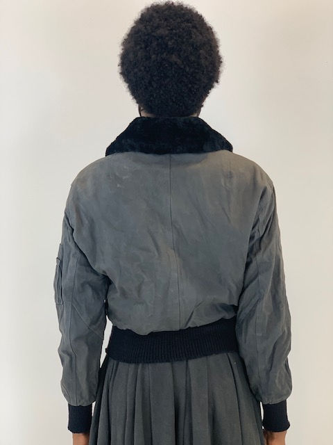 Thumbnail: Aviator leather jacket with shearling