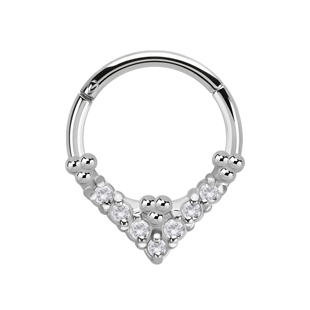 Triangle Cubic Zirconia Side Facing Hinged Segment Ring