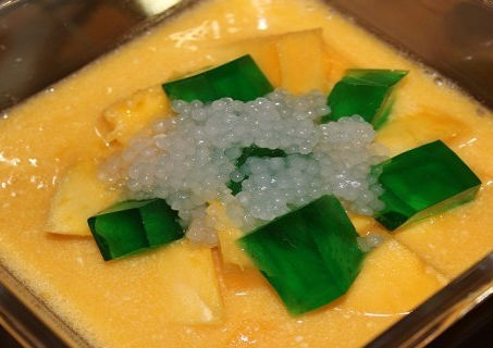 Chilled Mango Dessert With Sago And Grass Jelly Recipe