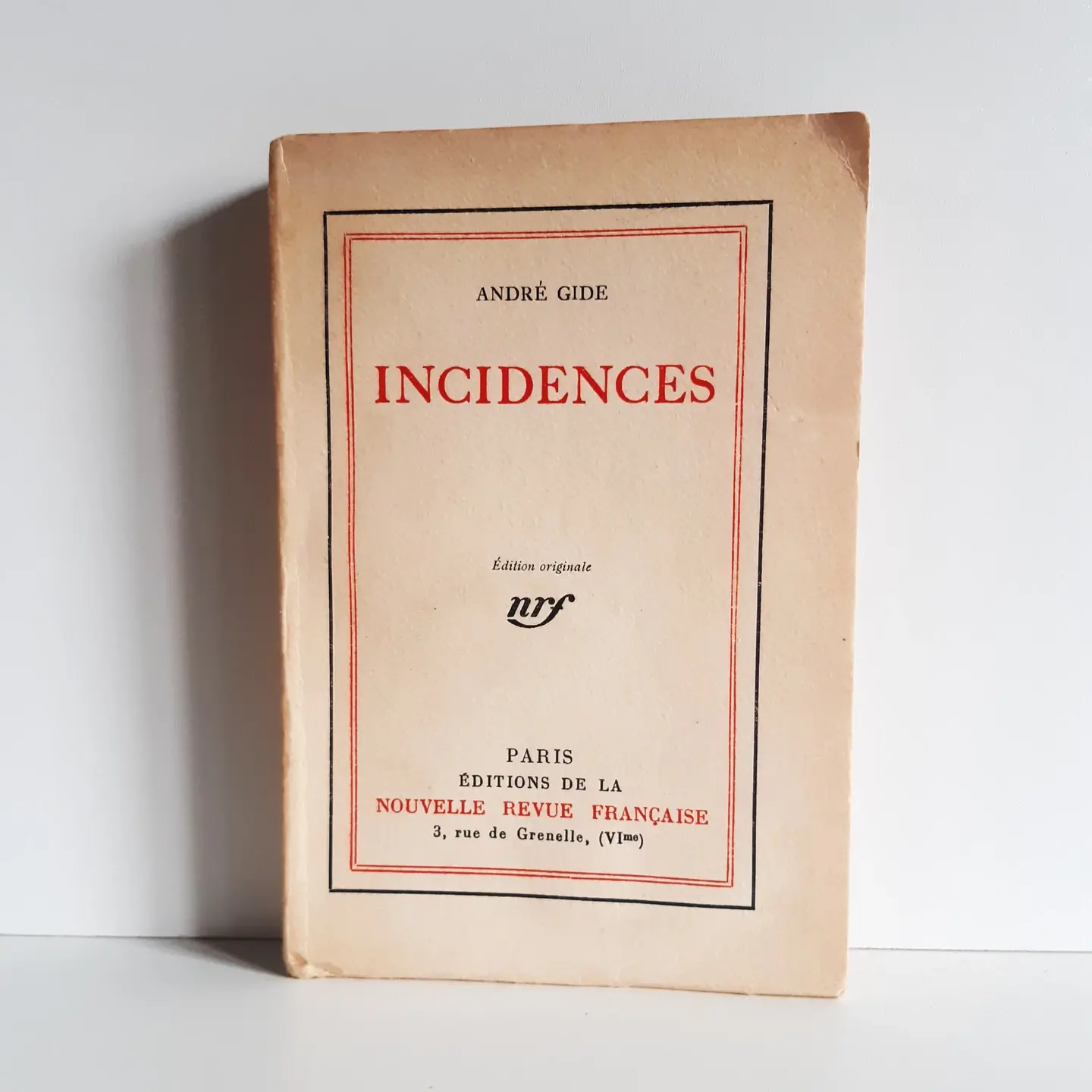 GIDE André « Incidences » Édition originale