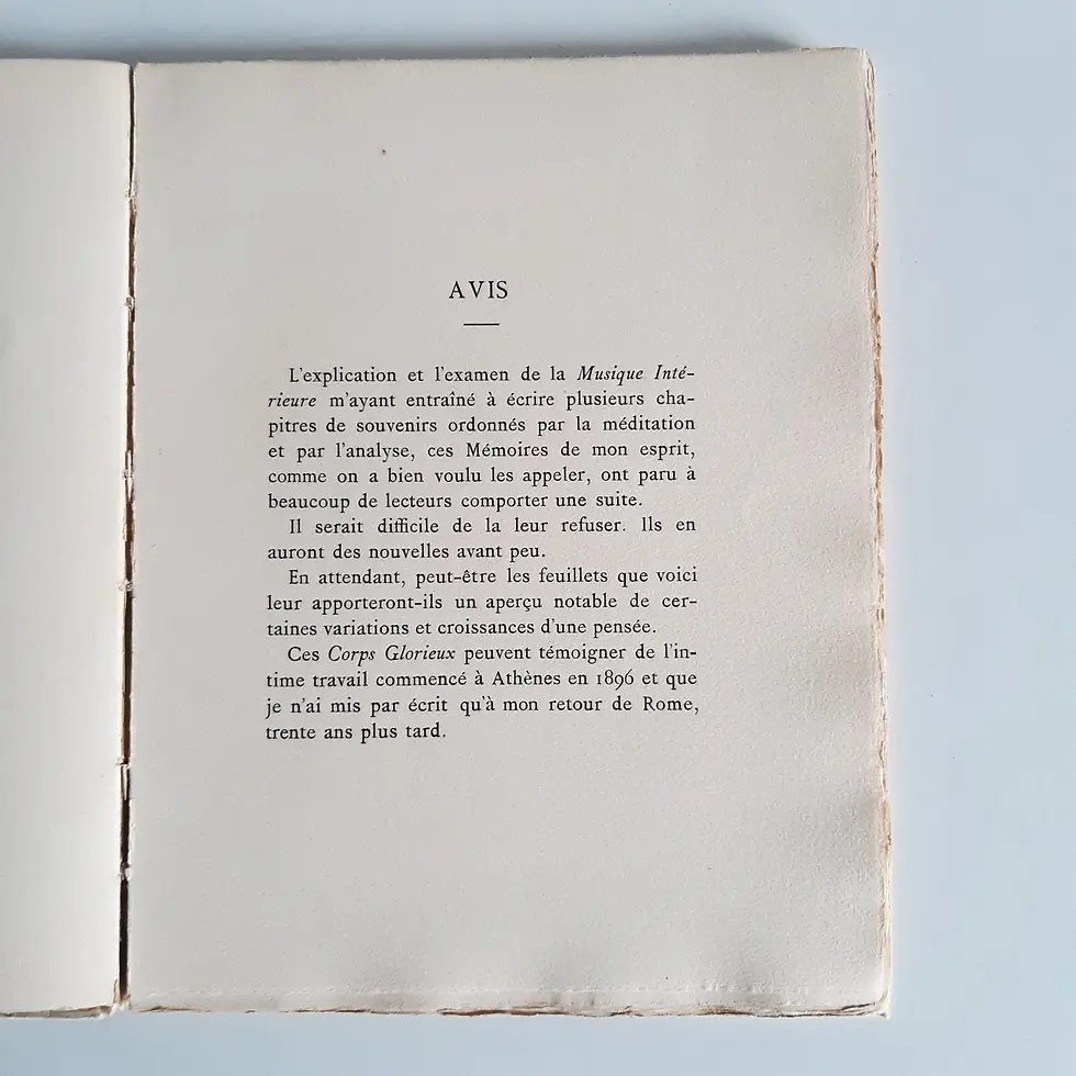 Miniature : MAURRAS Charles « Corps glorieux ou vertu de la perfection » Envoi de l'Auteur