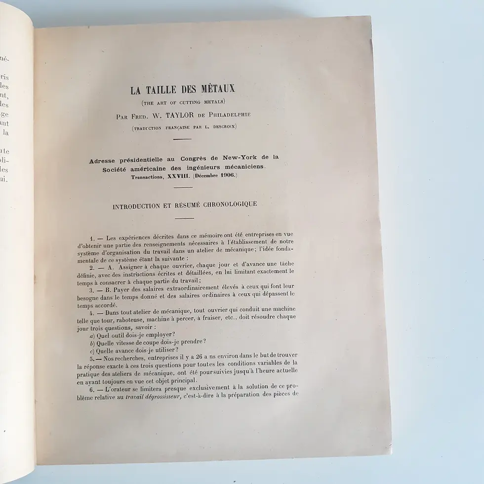 Miniature : TAYLOR M. F.-W. "Etudes sur l'organisation du travail dans les usines"