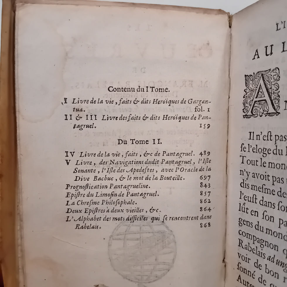 Miniature : RABELAIS « Les œuvres de M. François Rabelais, Docteur en Médecine » - 1663