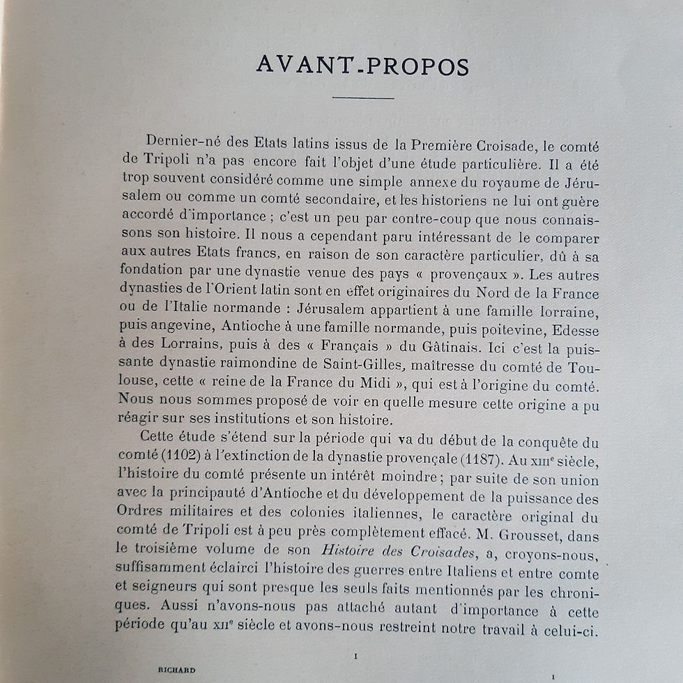 Thumbnail: RICHARD Jean « Le Comté de Tripoli sous la Dynastie Toulousaine (1102-1187) »