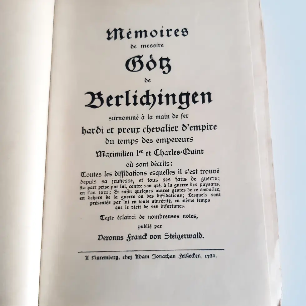 Miniature : GOETZ DE BERLICHINGEN "Les Exploits chevaleresques" Exemplaire sur Japon