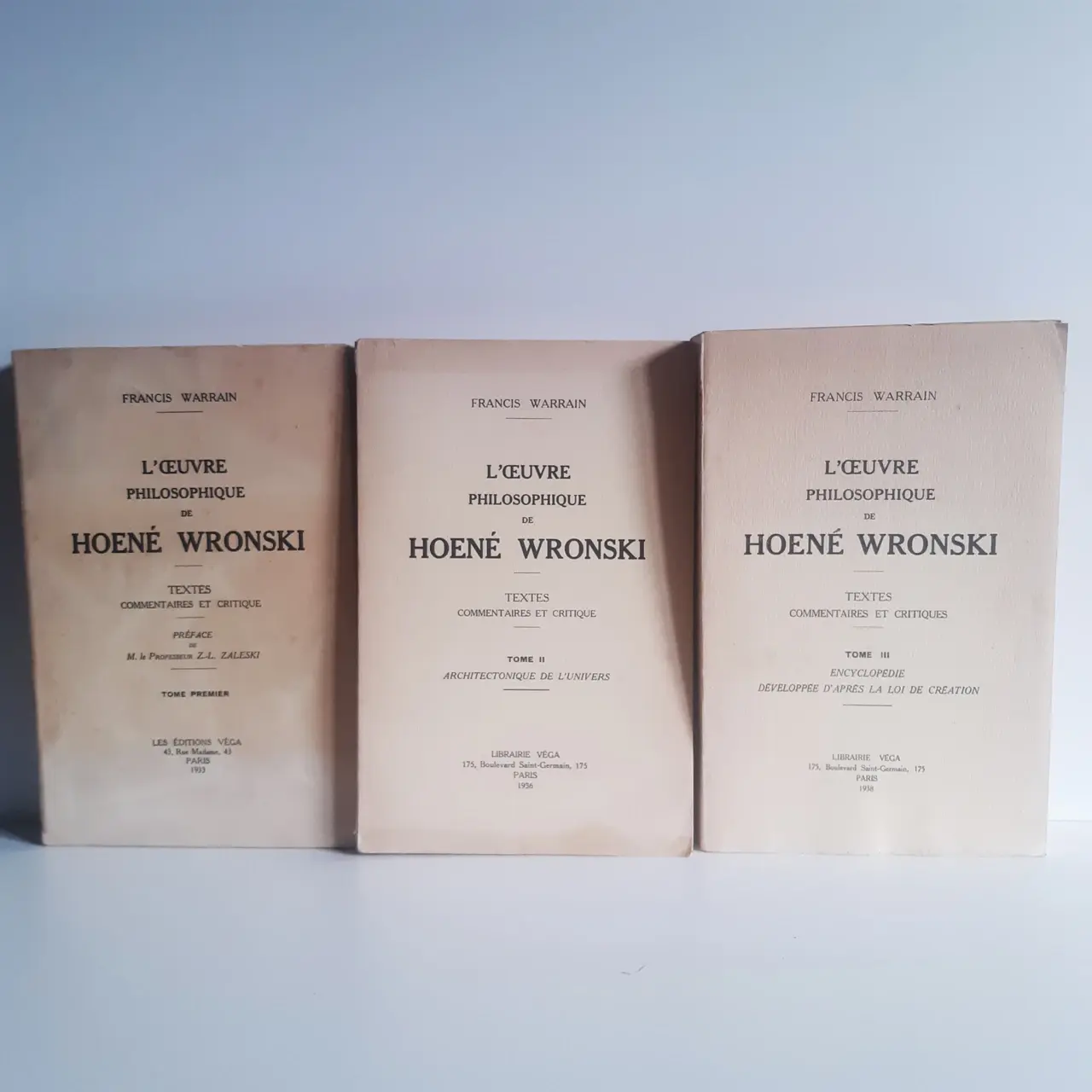 WARAIN Francis "L'Œuvre philosophique de Hoené Kolinski"