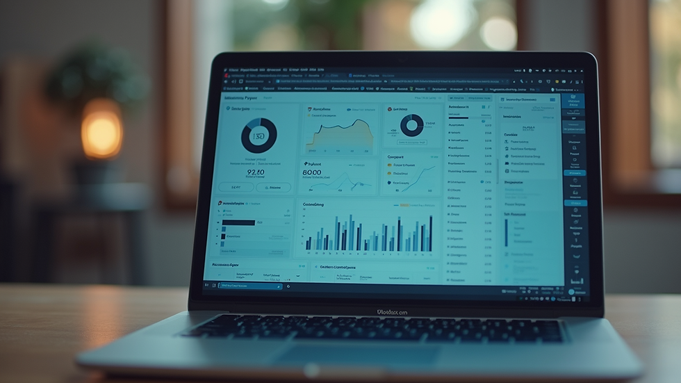 Eye-level view of a laptop screen showing a digital marketing dashboard