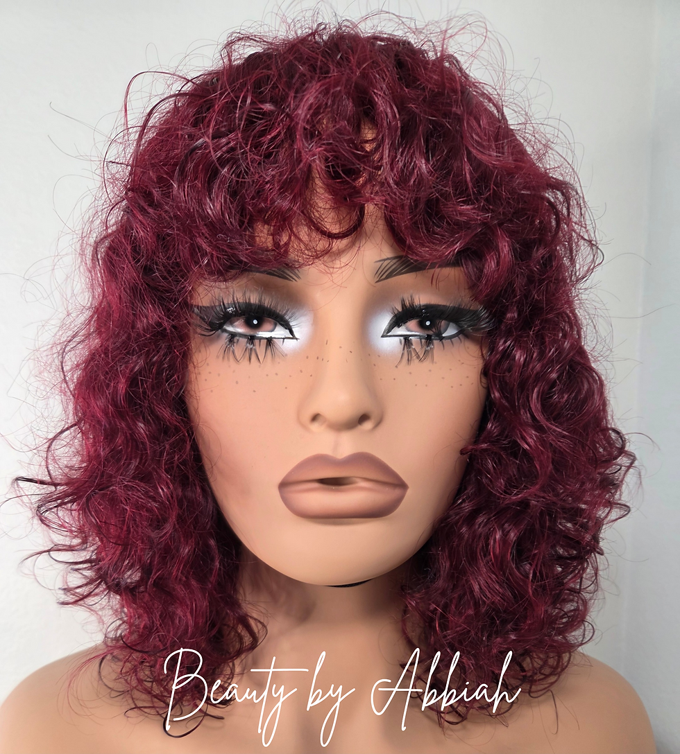 Burgundy Curly Fringe