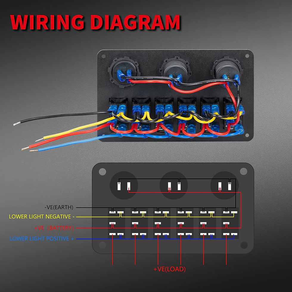 Thumbnail: DaierTek 6 Gang Marine Rocker Switch Panel Waterproof 12 Volt, Boat Toggle Swit