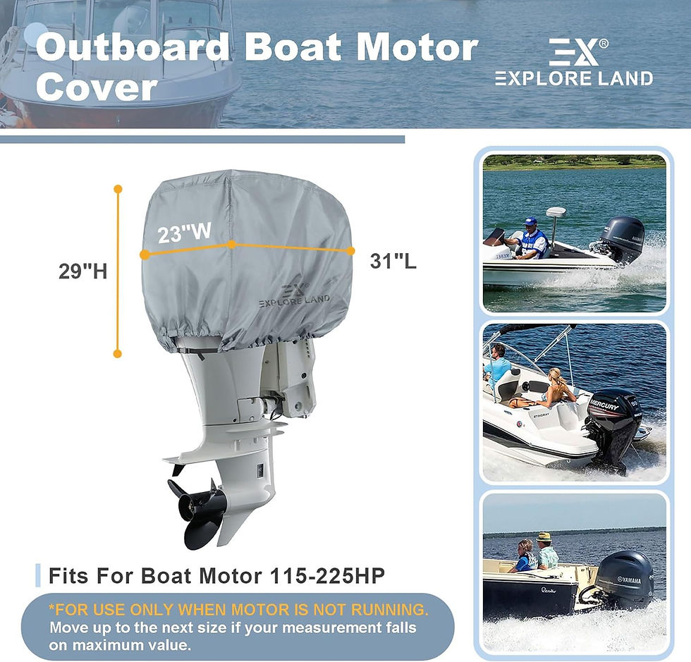 Thumbnail: Explore Land Outboard Motor Cover - Waterproof 600D Heavy Duty Boat Engine Hood