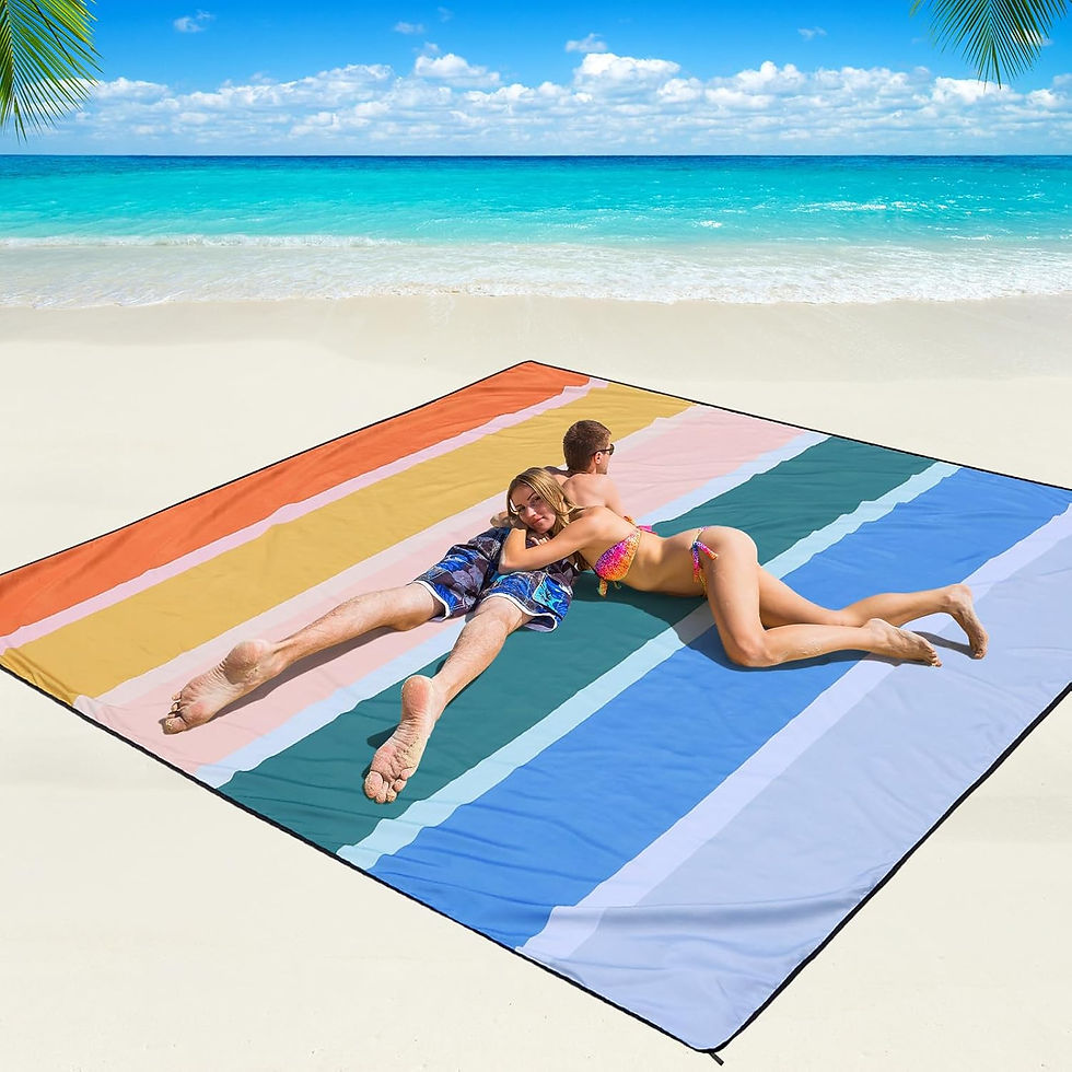 Thumbnail: Beach Blanket Waterproof Sandproof Beach Mat 79" X 83"/10'x9'for 2-8 Adults Qui