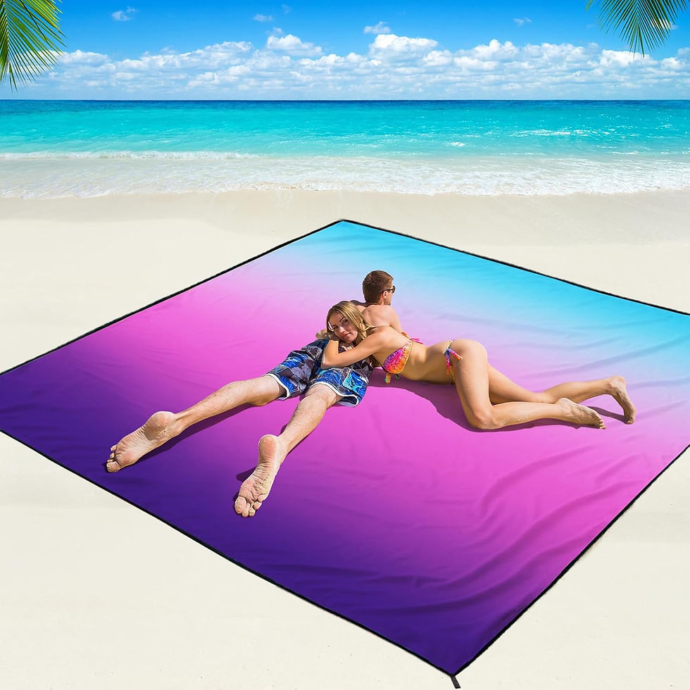 Thumbnail: Beach Blanket Waterproof Sandproof Beach Mat 79" X 83"/10'x9'for 2-8 Adults Qui