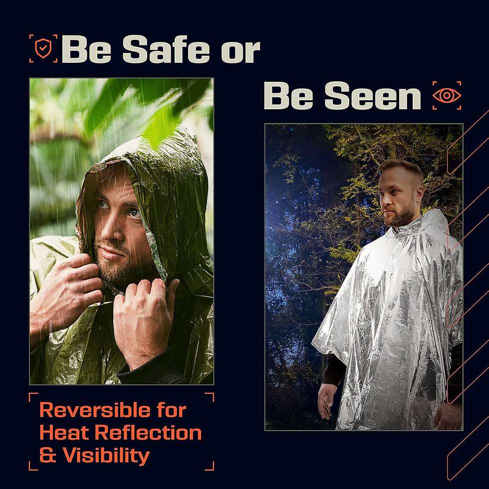 Thumbnail: PREPARED4X Emergency Poncho and Mylar Blanket Liner - Waterproof, Wind-Resistan