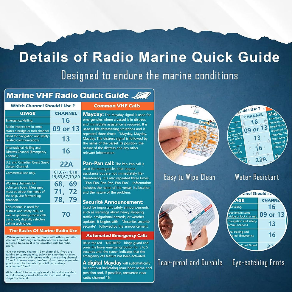Thumbnail: 1 Pcs VHF Radio Marine Quick Guide Chart 8.5×11 Inch Boating Reference Card Le
