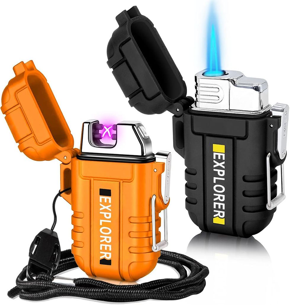 Thumbnail: 2 Pack Waterproof Lighter Outdoor Windproof Torch Lighters Dual Arc Butane Elec