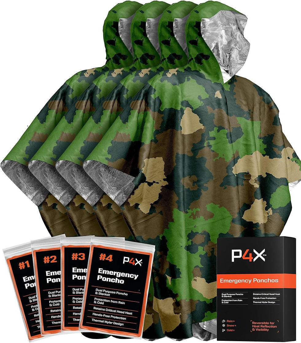 Thumbnail: PREPARED4X Emergency Poncho and Mylar Blanket Liner - Waterproof, Wind-Resistan