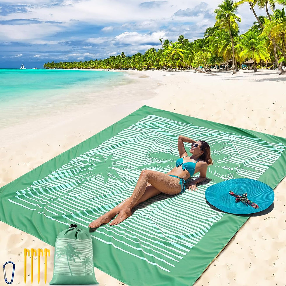 Thumbnail: Beach Blanket Waterproof Sandproof Beach Mat 79" X 83"/10'x9'for 2-8 Adults Qui