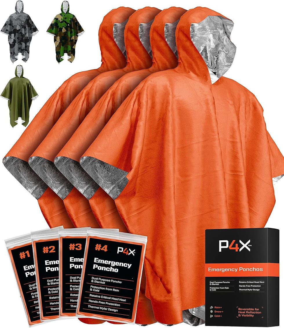 Thumbnail: PREPARED4X Emergency Poncho and Mylar Blanket Liner - Waterproof, Wind-Resistan
