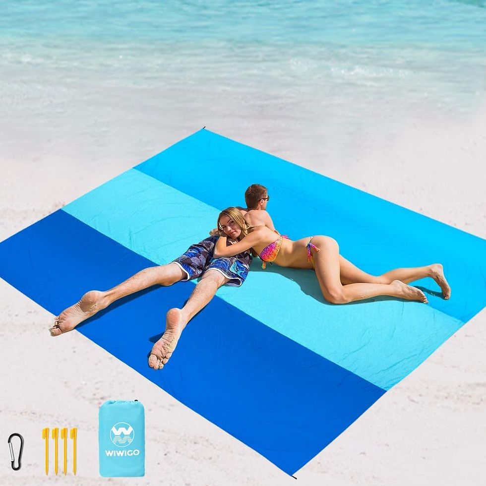 Thumbnail: Beach Blanket Waterproof Sandproof Beach Mat 79" X 83"/10'x9'for 2-8 Adults Qui