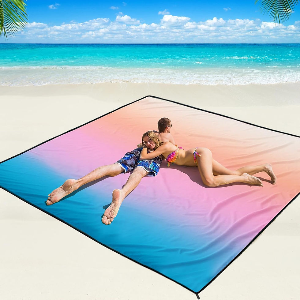 Thumbnail: Beach Blanket Waterproof Sandproof Beach Mat 79" X 83"/10'x9'for 2-8 Adults Qui
