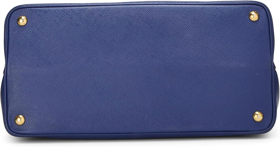 Thumbnail: Prada Pre-Loved Blue Saffiano Leather Double Tote Medium, Blue