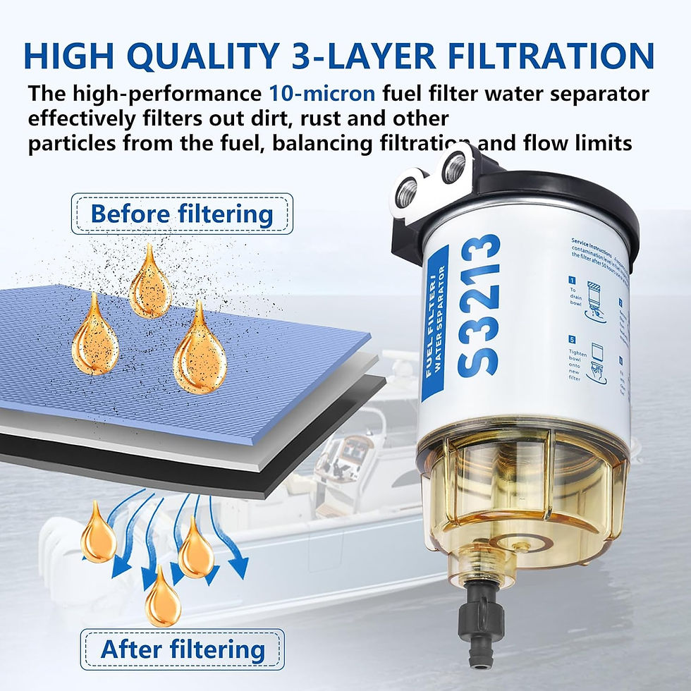 Thumbnail: S3213 Fuel Water Separator Marine, Fuel Filter Water Separator with 3/8" Barb a
