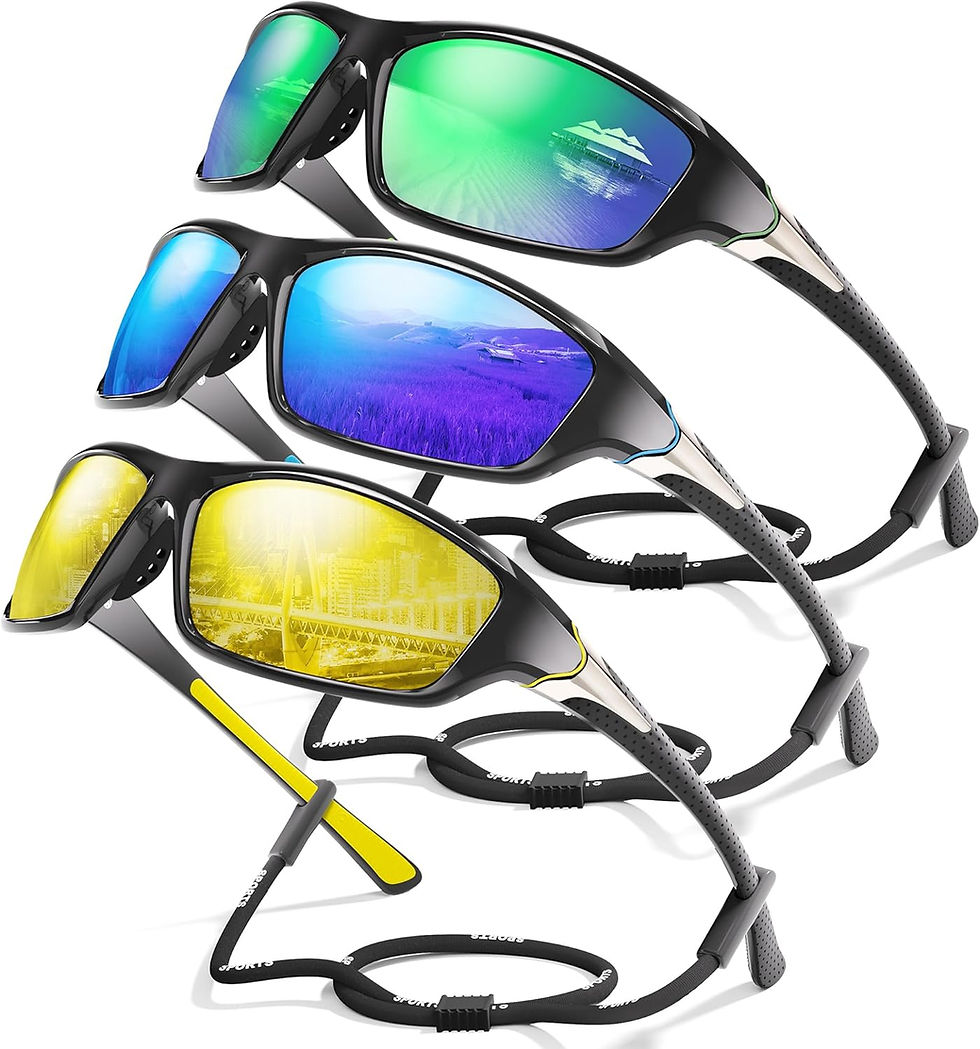 Thumbnail: 3 Pack Polarized Sports Sunglasses for Men, Mens Sunglasses Wrap Around UV400 P