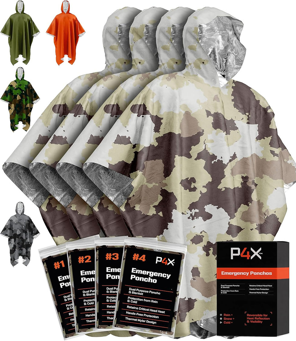 Thumbnail: PREPARED4X Emergency Poncho and Mylar Blanket Liner - Waterproof, Wind-Resistan