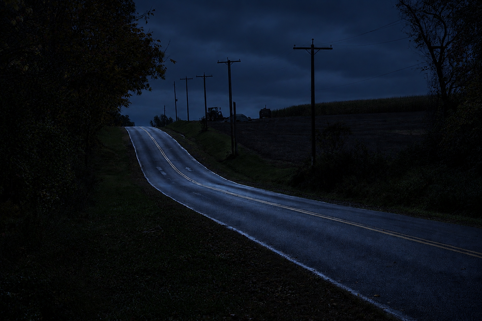 It's my picture of Lyons Road in Rush, but I asked AI to make it night.