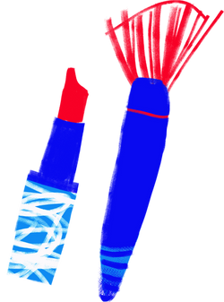 Pinsel und Lippenstift