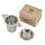 Thumbnail: re:ign high-quality stainless steel tea filter, with lid that doubles as a filter stand. Shown with simple eco-friendly cardboard packaging.