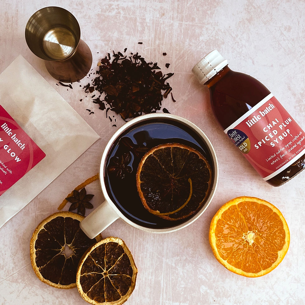 Thumbnail: Image of Rosy Glow mock toddy, combined with Chai Spiced Plum syrup