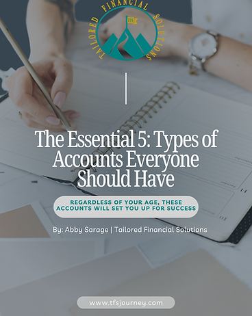 Free guide explaining the five essential bank accounts everyone should have for financial organization.