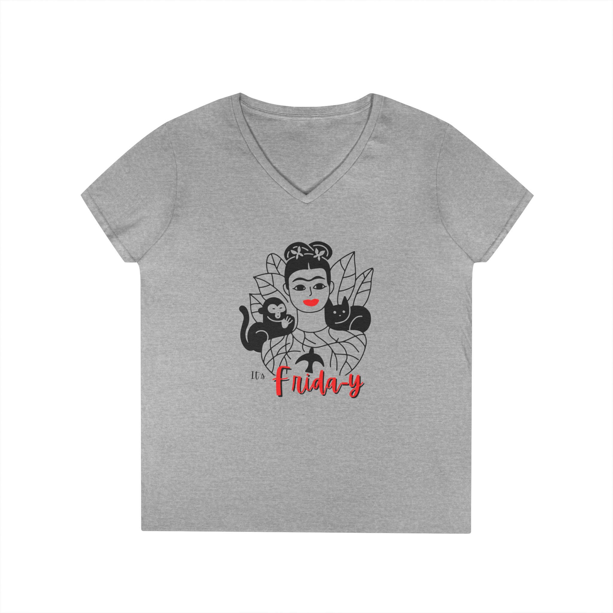 Frida-Inspired Ladies' V-Neck T-Shirt
