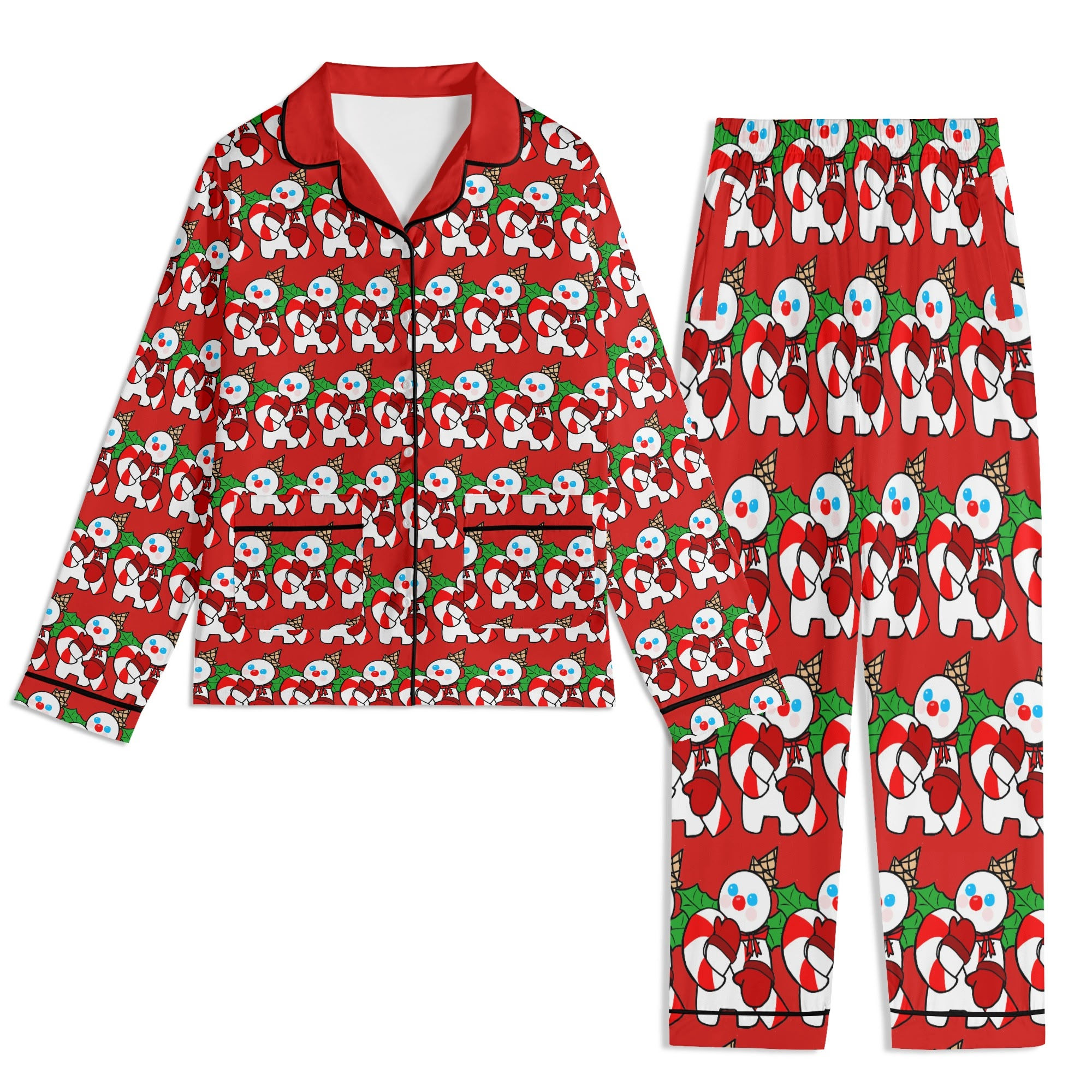 Mr Bingle Red Unisex Long Sleeve Adult Nightwear Pajama Set