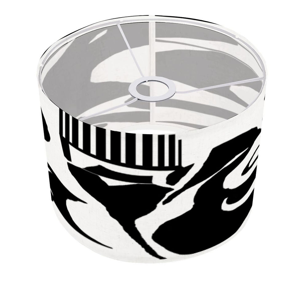 Thumbnail: Black & White Abstract Arc Floor Lamp Shade with Ring (Made in USA)