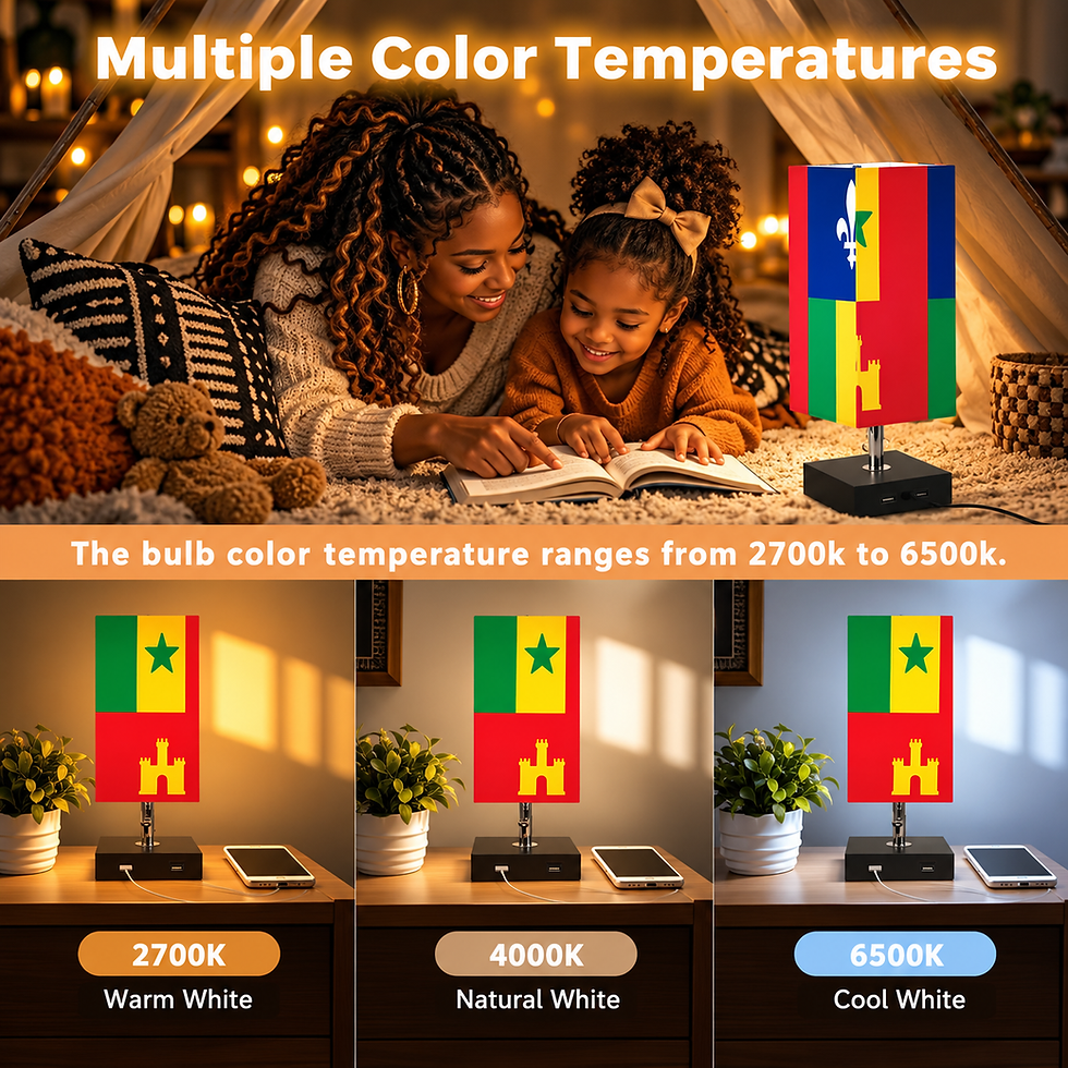Thumbnail: Creole Heritage Flag Square Table Lamp with USB Port