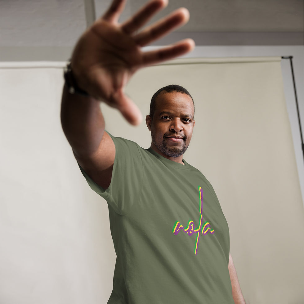 Thumbnail: nola Cursive Mardi Gras Colors Men's classic tee