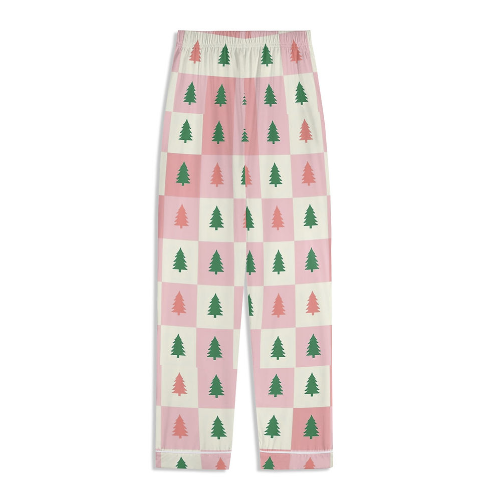 Thumbnail: Pink & Green Trees Unisex Long Sleeve Adult Nightwear Pajama Set