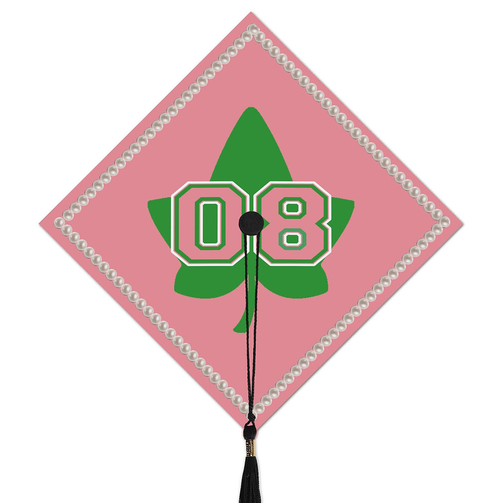 Thumbnail: AKA 08 Pearl Decorated Graduation Cap Topper